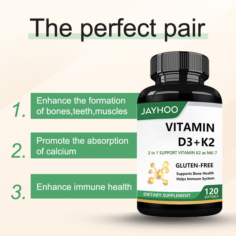 OEM 5000 IU Vitamin D3 K2 Softgels Adult Immune System Support Promotes Calcium Absorption