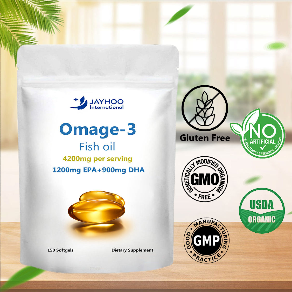 OEM/ODM Omega 3 Fish Oil 4200 mg Softgel Capsule Supplement Health Support for Brain Skin Bone for Adults