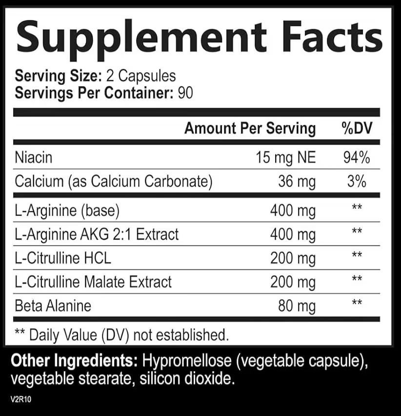 Extra Strength Nitric Oxide Booster - 3X Strength L-Arginine, Citrulline, & Beta Alanine - Premium Nitric Booster