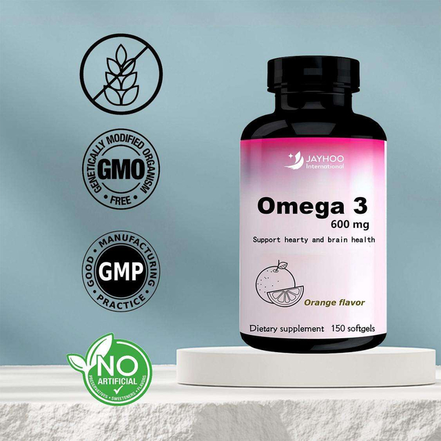 Omega 3 Fish Oil 150 Softgels 600 mg Non-GMO Gluten-Free Supports Heart and Brain Health for Adults