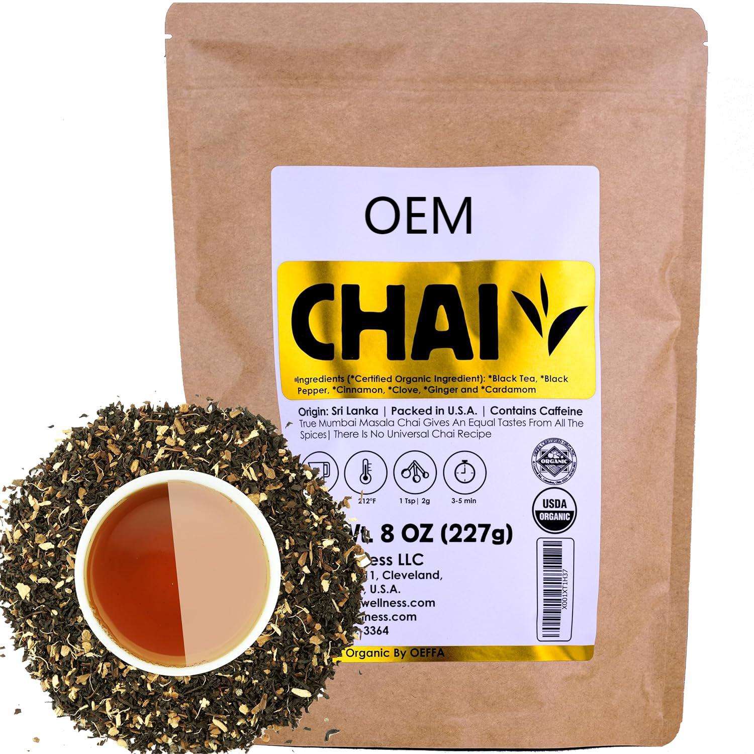 Organic Ceylon Loose Tea, Blended with Cinnamon, Clove, And Black Pepper