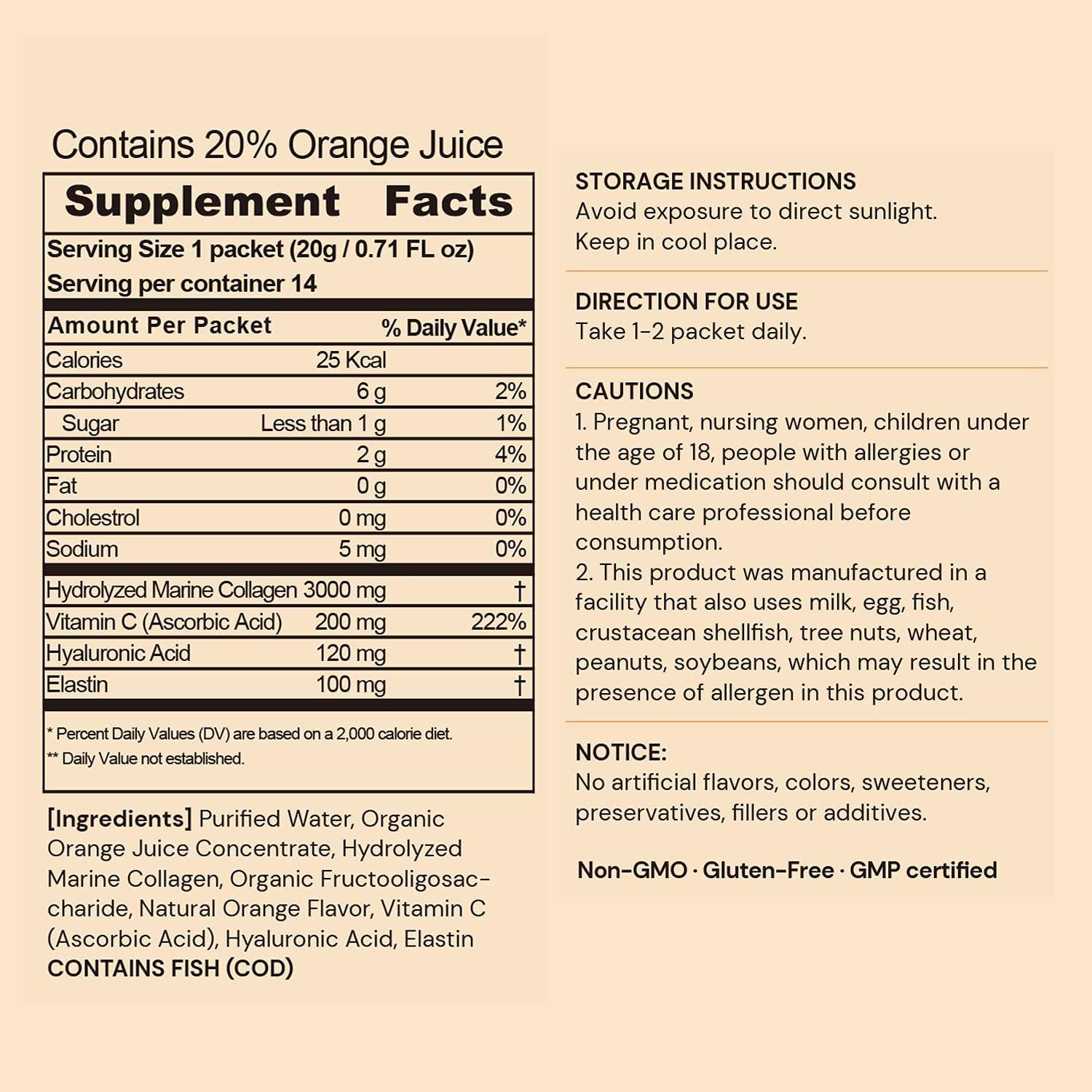 Vegetarian Orange-flavored Collagen Jelly Stick Supplement – Beauty and Whitening Triple Collagen