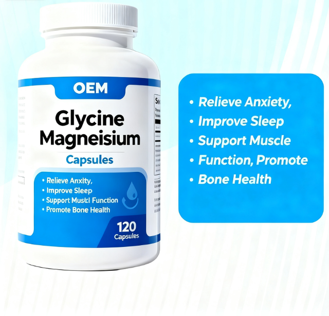 Oem 120 Capsule Pack Nutritional Supplement Dietary Balance Helper Magnesium Glycinate for Restful Sleep