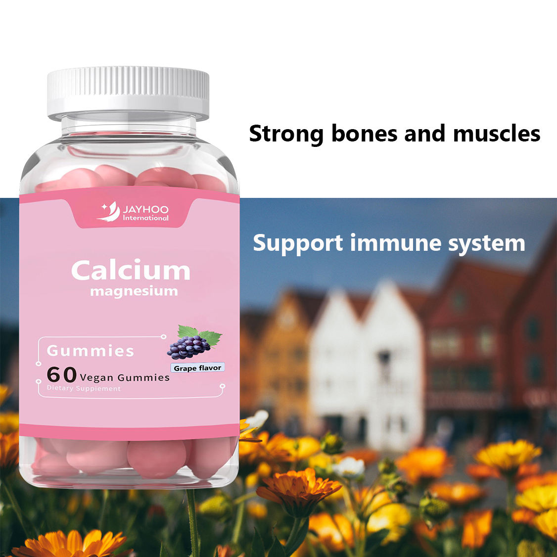 OEM Zinc, Calcium, and Magnesium Gummies, food grade, help adults and children sleep better, 60 vegetarian grape-flavored gummies