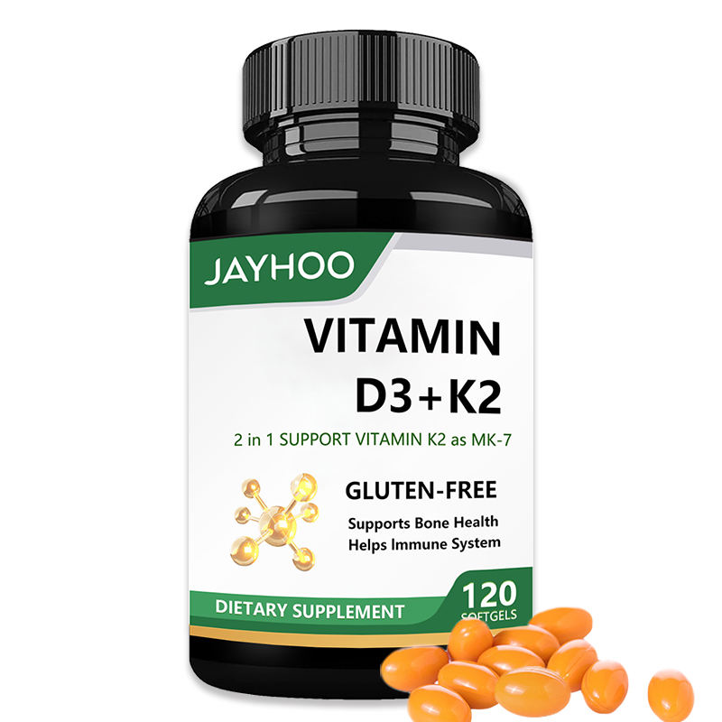 OEM 5000 IU Vitamin D3 K2 Softgels Adult Immune System Support Promotes Calcium Absorption