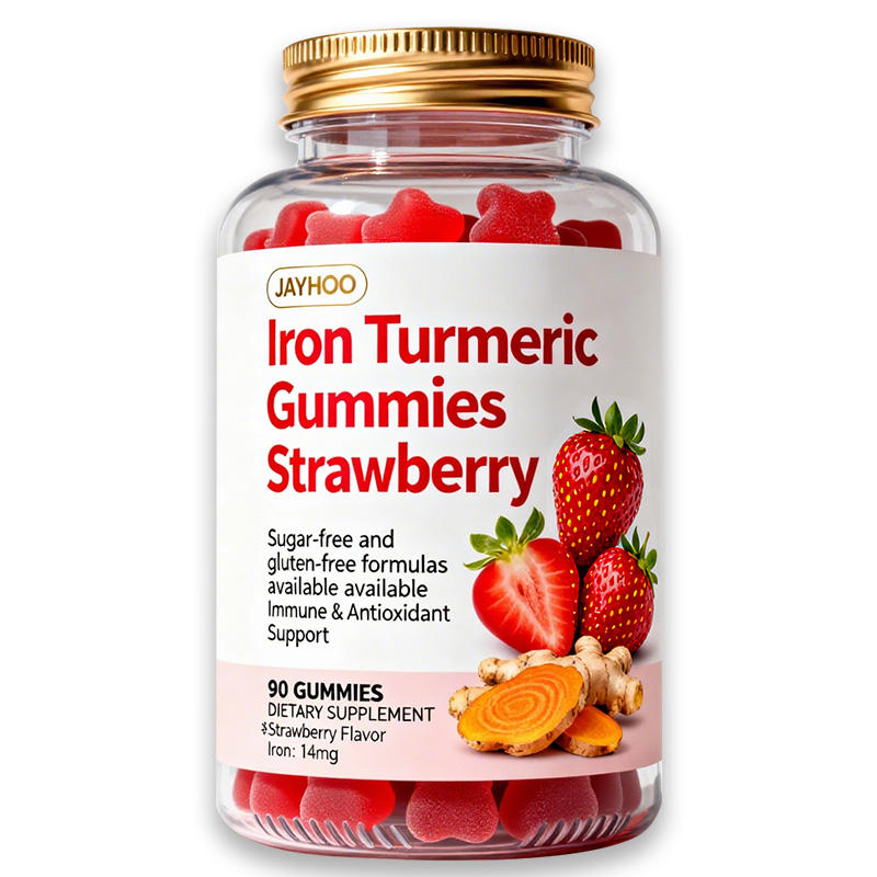 OEM/ODM 90 Iron Turmeric Strawberry Gummies, Herbal Supplement, Gentle Stomach-Friendly Energy, Strawberry Flavor