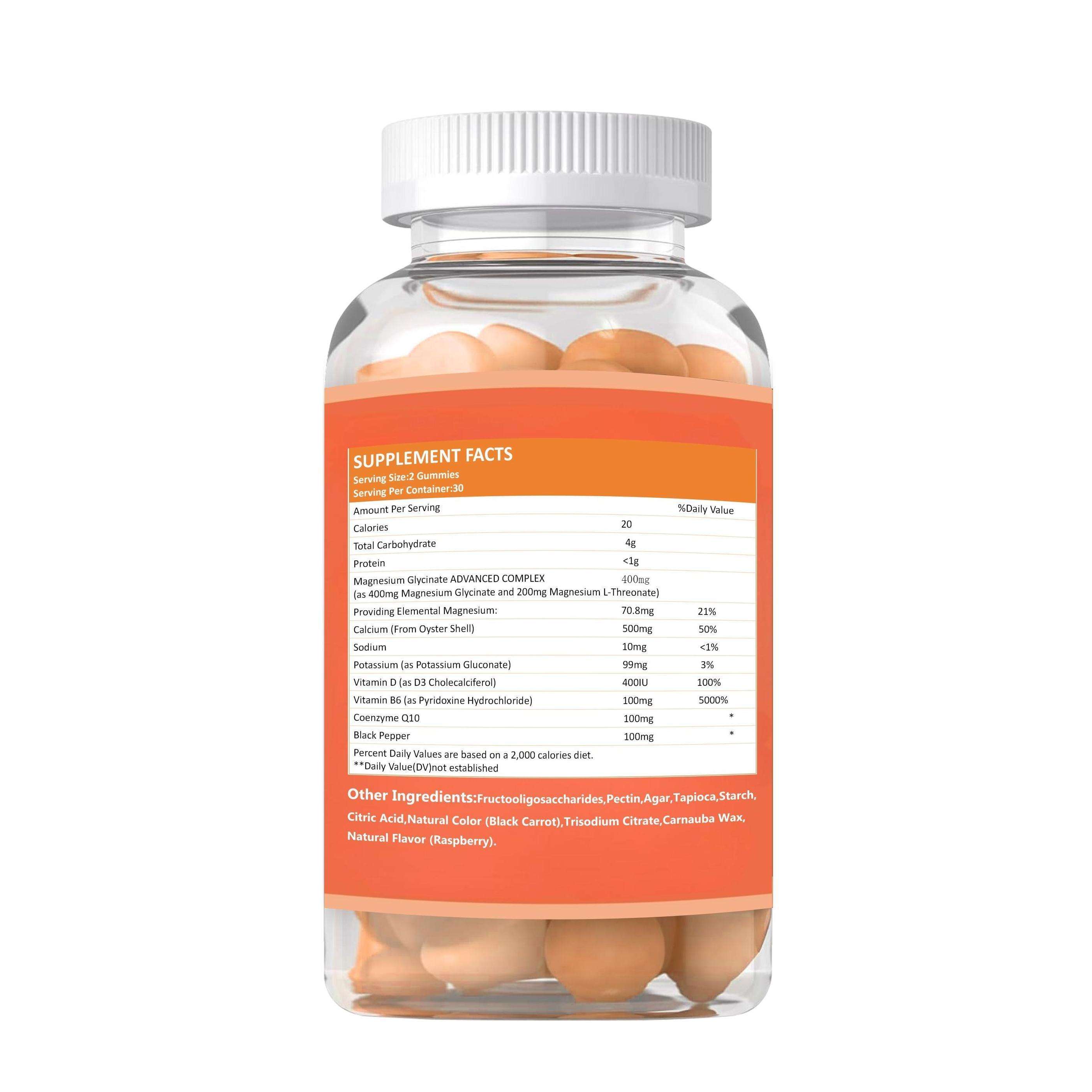 OEM Private Label 400 mg Magnesium Glycine Vegan Gummies Vitamins for Adults 