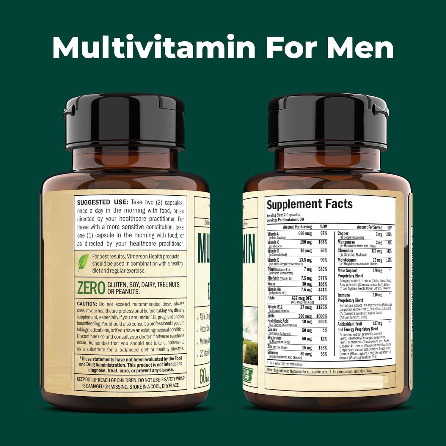 Men's Daily Complex Mineral & Multivitamin Supplements with Antioxidant Properties 60-Pill Multivitamins for Optimal Health