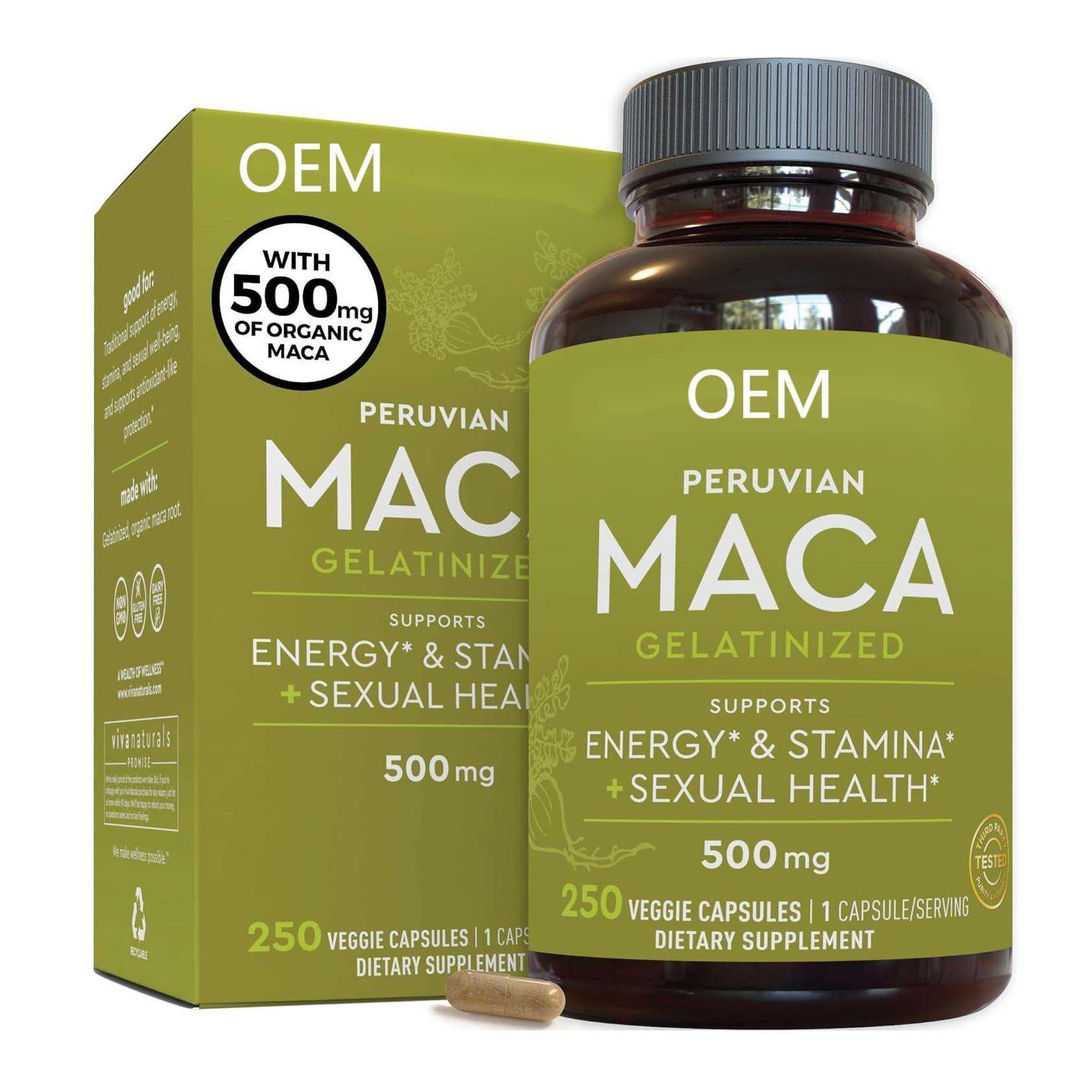 OEM Organic Maca Powder Gelatinization Enhanced Bioavailability Non-GMO Gluten-Free for Teenagers And Pregnant Women