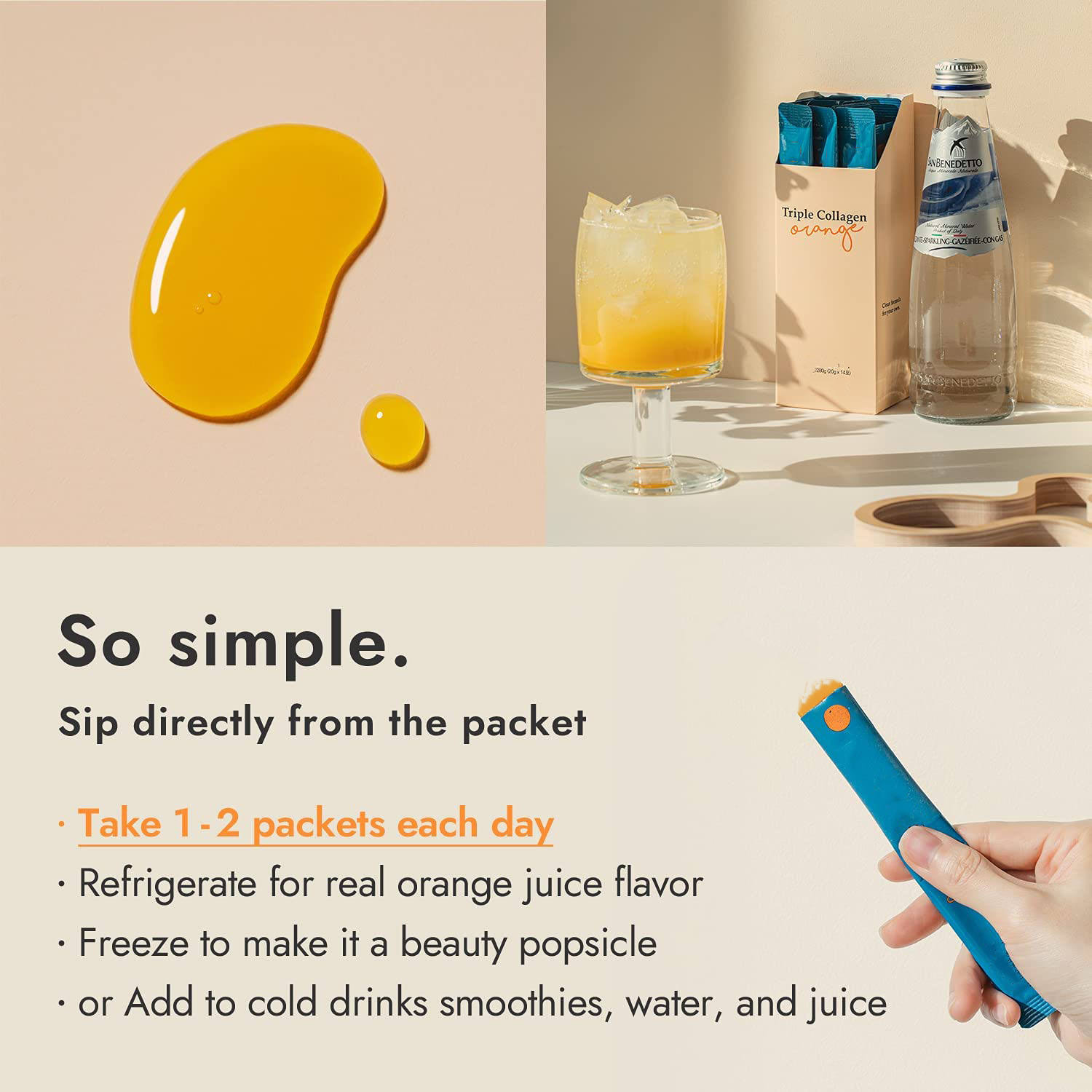 Vegetarian Orange-flavored Collagen Jelly Stick Supplement – Beauty and Whitening Triple Collagen