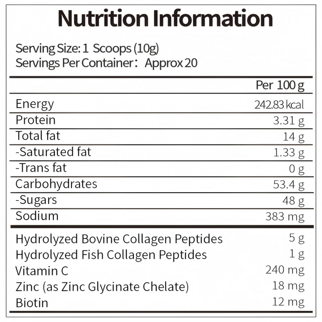 Multiple Collagen Powder, 200g, Contains Biotin, Vitamin C, And Collagen Peptides, for Skin Health