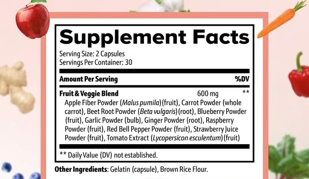 OEM Adult Daily Superfood Capsules - Fruit And Vegetable Supplement To Help Boost Immunity And Energy