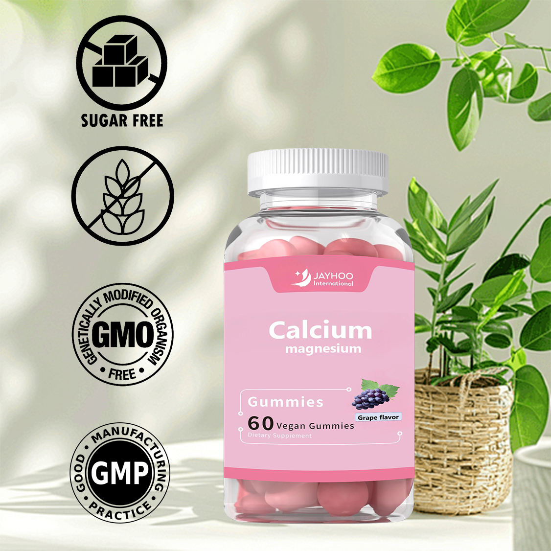 OEM Zinc, Calcium, and Magnesium Gummies, food grade, help adults and children sleep better, 60 vegetarian grape-flavored gummies