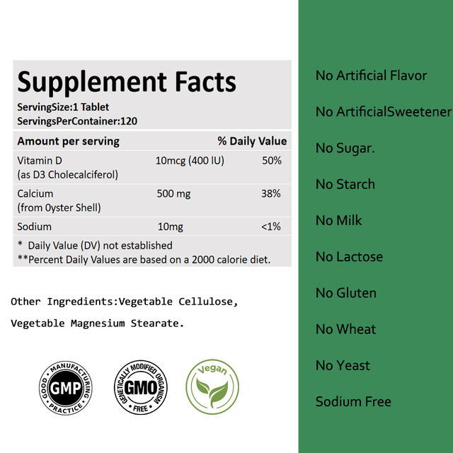 Calcium Vitamin D3 Tablet for Bone Health Supplement